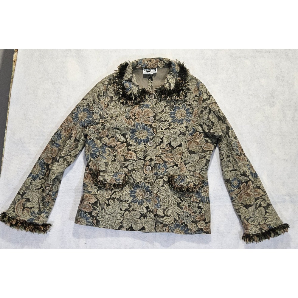 Cottagecore Jacket L Tapestry Floral Bell Sleeve Fairy Whimsy Y2K Country Vtg
